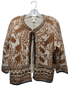 Chico's size 1 Beaded Open Front Cardigan
